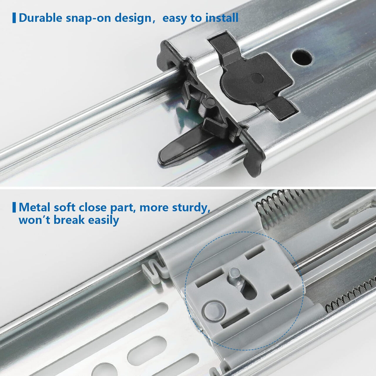 Soft Close Drawer Slides Homdiy Full Extension Drawer Slides Ball Bearing Sides for Cabinets, 100 LB Capacity 12 to 20 inch - Image 9