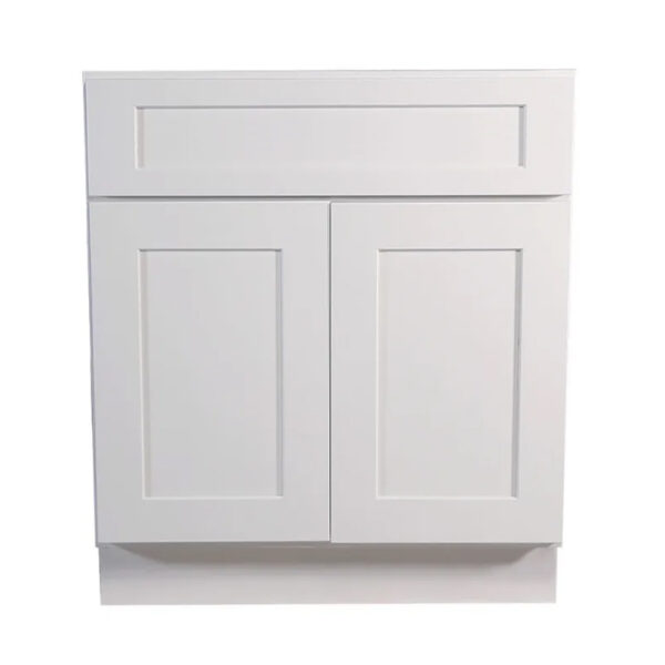 Shaker Base Cabinet Double Door Single Drawer Bases - Width 25 Inch to 36 Inch - White