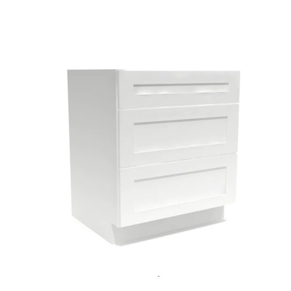 Shaker Base Cabinet Three Drawer Base - White