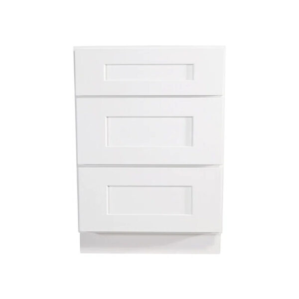 Shaker Base Cabinet Three Drawer Base - White