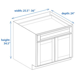 Shaker Base Cabinet Double Door Single Drawer Bases - Width 25 Inch to 36 Inch