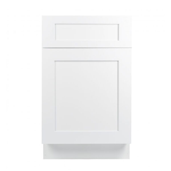 Shaker Base Cabinet Single Door Single Drawer Bases - Width 9 Inch to 24 Inch - white - Front View