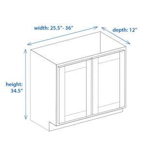 Base Shaker Cabinet Full Height 25.5 Inch to 36 Inch and Depth 12 Inch