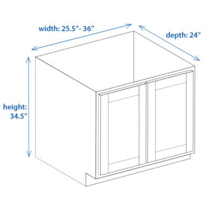 Base Shaker Cabinet Full Height 25.5 Inch to 36 Inch and Depth 24 Inch