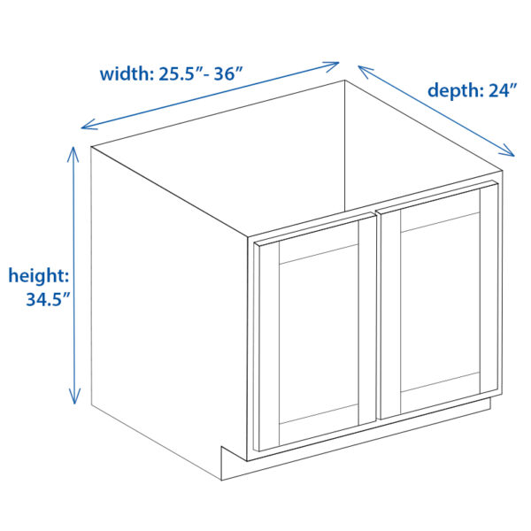 Base Shaker Cabinet Full Height 25.5 Inch to 36 Inch and Depth 24 Inch