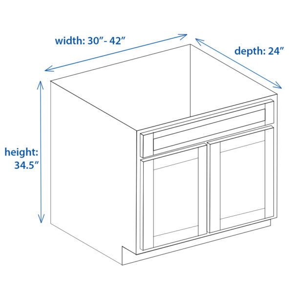 Base Sink Cabinet 2 Single Doors Width 30 inch to 42 Inch