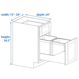 EDC4All Shaker Base Cabinet Trash Can Pullout 9 Inch to 24 Inch Width