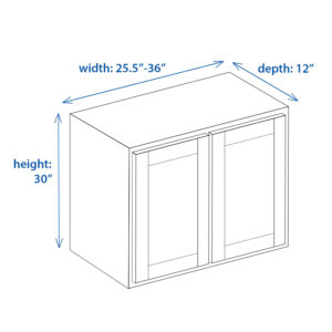 Shaker Wall Cabinet (Double Door) Height 30" and 25.5"-36" Width