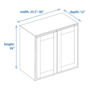 Shaker Wall Cabinet (Double Door) Height 36" and 25.5"-36" Width