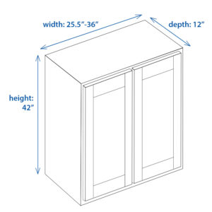 EDC Shaker Wall Cabinet (Double Door) Height 42" and 25.5" to 36" Width