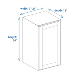 Shaker Wall Cabinet (Single Door) Height 36" and 9"-24" Width