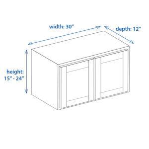 Shaker Wall Microwave Cabinet 30″ Width x Depth 12″ x 15″-24″ Height