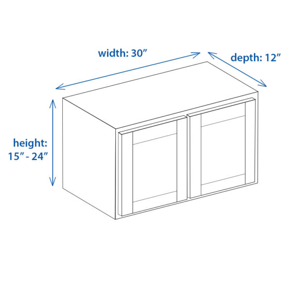 Shaker Wall Microwave Cabinet 30″ Width x Depth 12″ x 15″-24″ Height